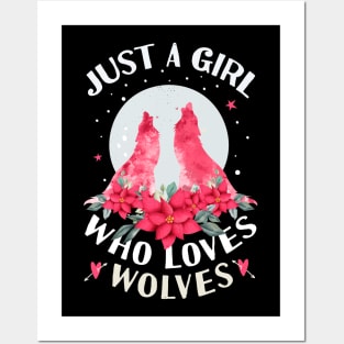 Just a Girl Who Loves Wolves Watercolor Wolf Art Posters and Art